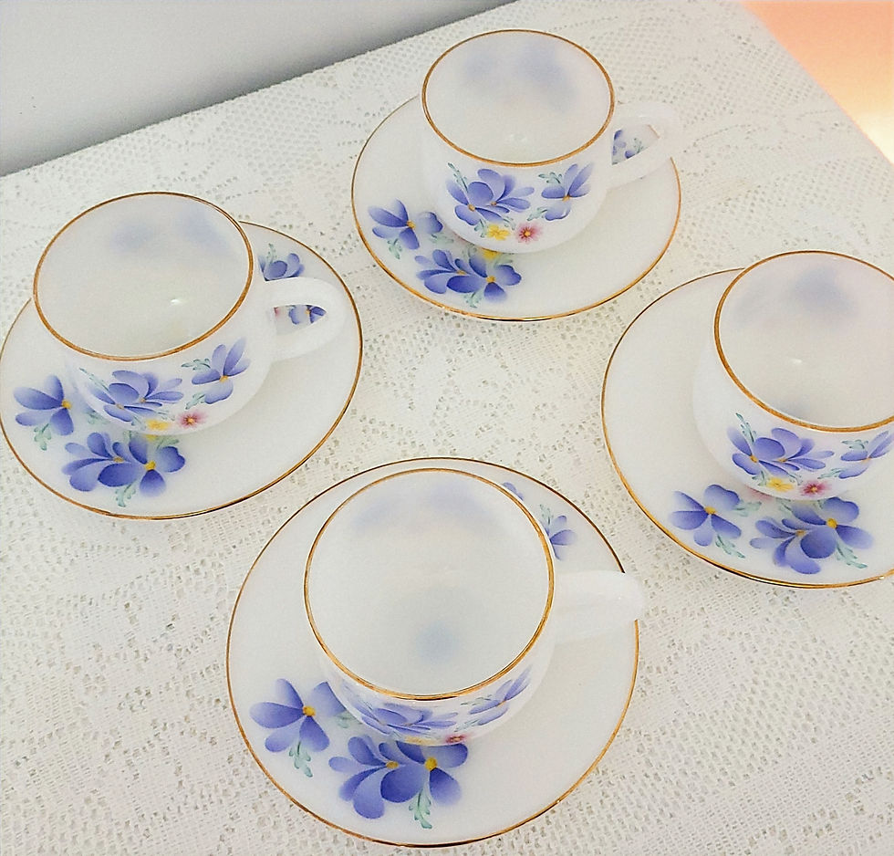 Thumbnail: The Periwinkle Petal Opaline Tea Set 🪷