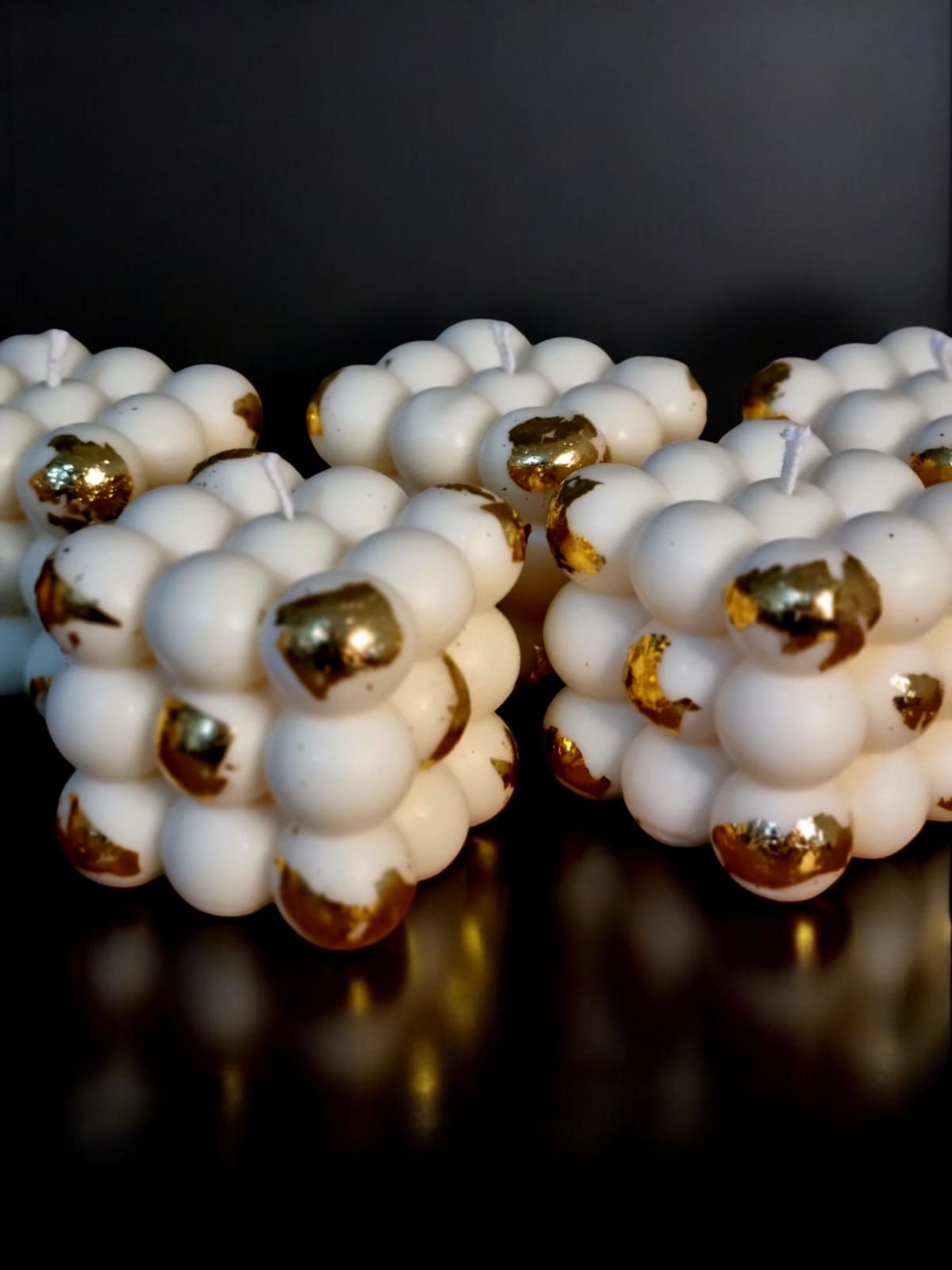 Vela Bubble c/detalhe dourado - Figo Ambarado