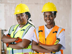 Two construction workers wearing PPE required for White Card construction induction training with an Australian provider.