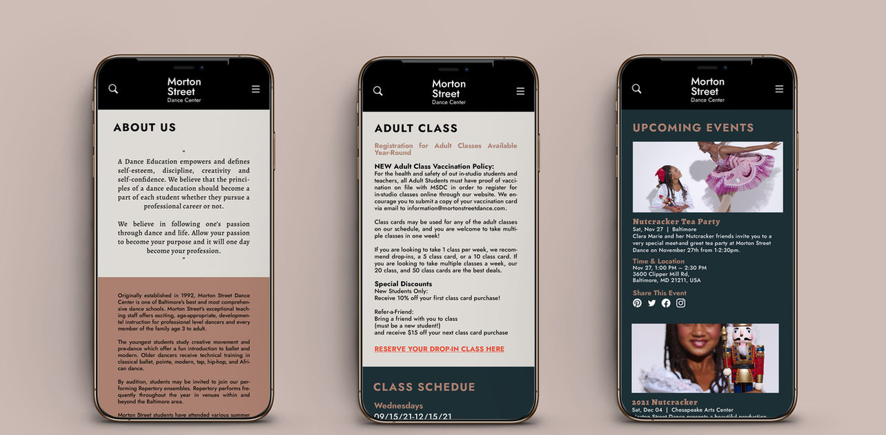 Morton Street Dance Studio Website Redesign
