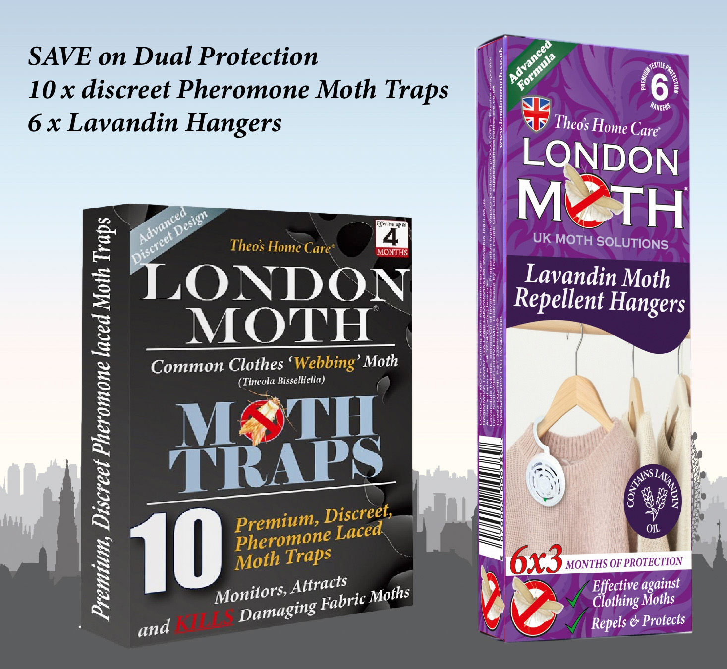SAVE ON DUAL PROTECTION-LONDON MOTH KILLER Moth Traps and Lavindin Hanger