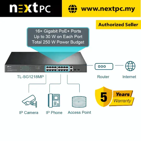 Thumbnail: TP-LINK TL-SG1218MP 18-Port Gigabit Rackmount Switch with 16 PoE+