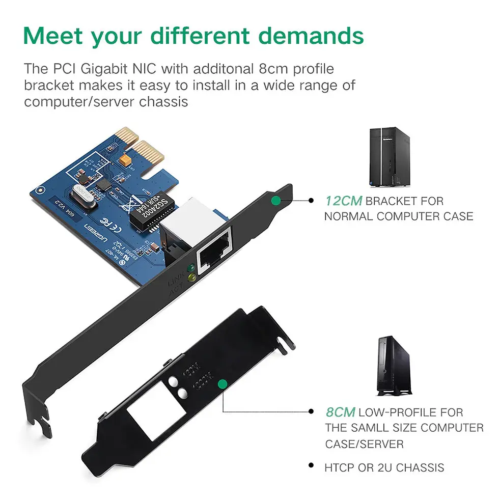 Thumbnail: UGREEN PCI-E Network Card 10/100/1000MBPS RJ45 Gigabit Port