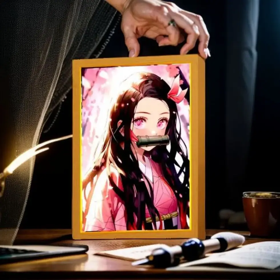 Miniatura: 🗡️ Luminária Quadro Anime Demon Slayer – Tanjiro, Nezuko, Zenitsu | LED