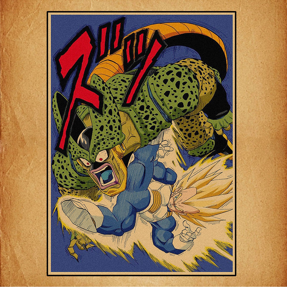 Miniatura: 🐉 Pôster Retrô Dragon Ball – Goku, Gohan, Vegeta, Piccolo | Quadro Anime