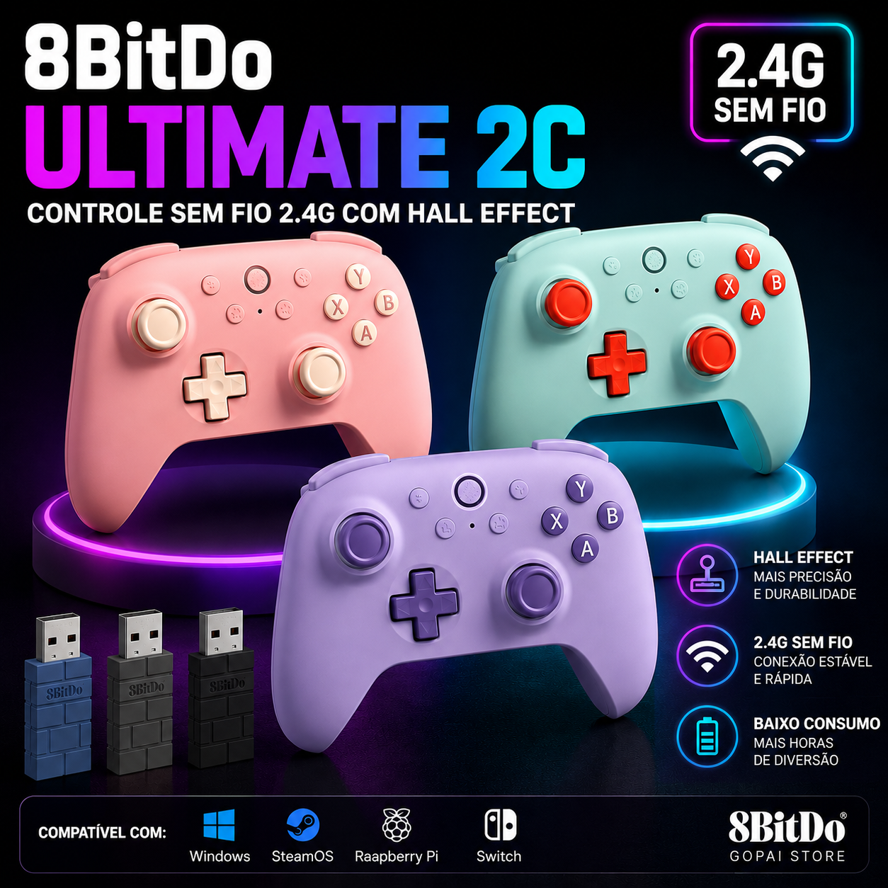 🎮 Controle Gamer 8BitDo Ultimate 2C Wireless