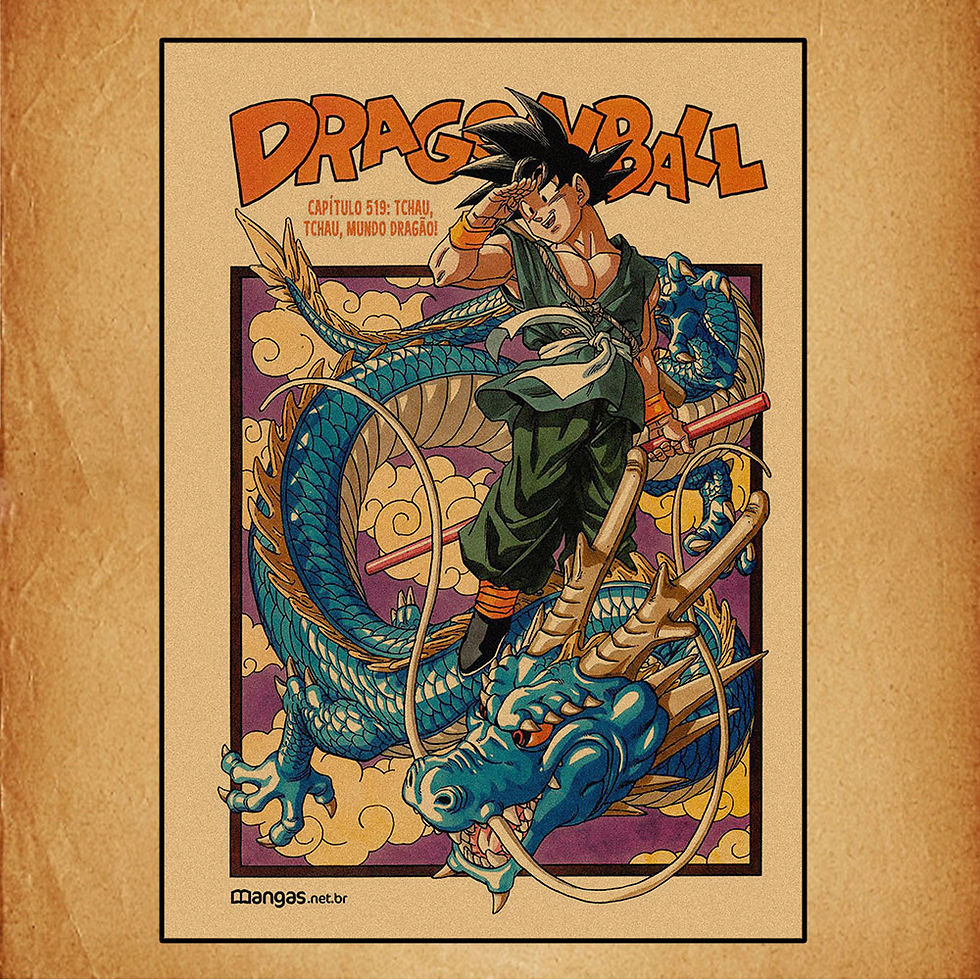 Miniatura: 🐉 Pôster Retrô Dragon Ball – Goku, Gohan, Vegeta, Piccolo | Quadro Anime