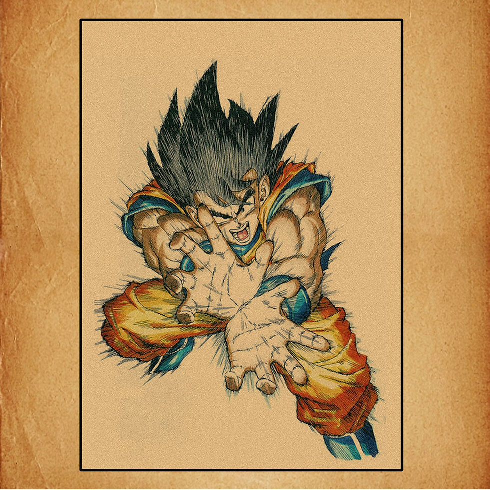 Miniatura: 🐉 Pôster Retrô Dragon Ball – Goku, Gohan, Vegeta, Piccolo | Quadro Anime