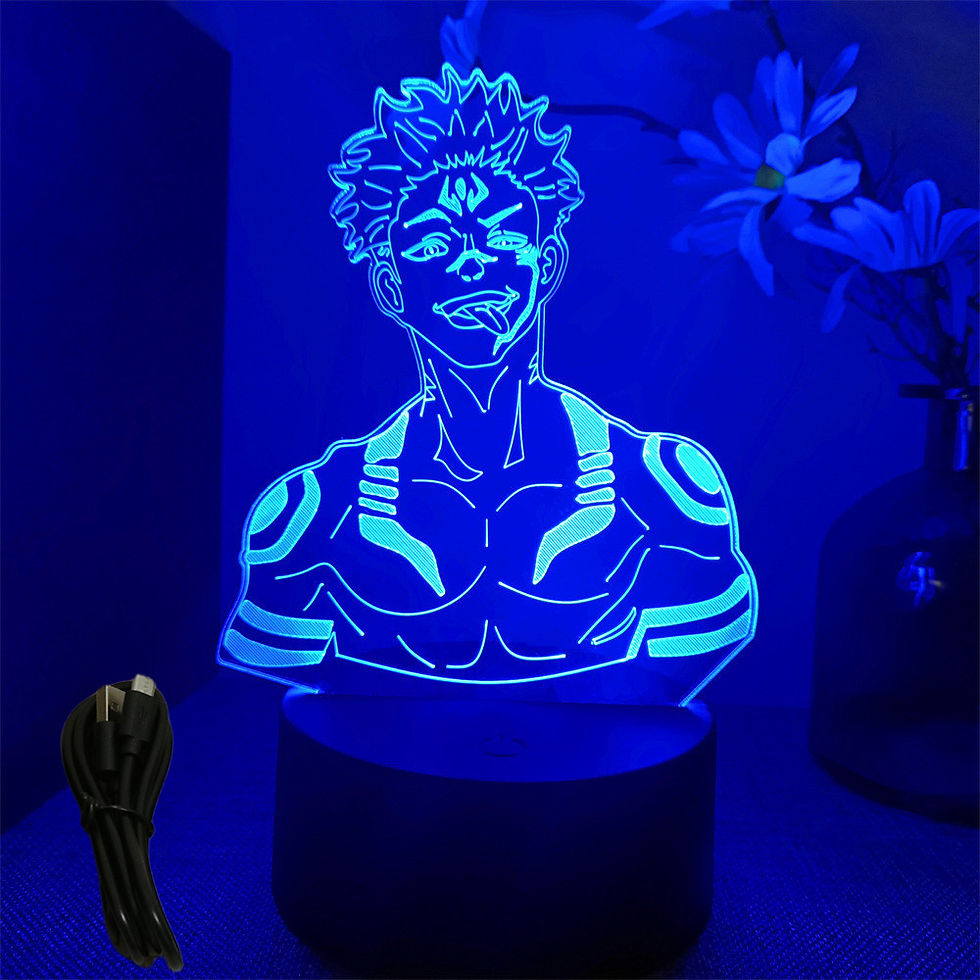 Miniatura: 💙 Luminária LED 3D JJK – 5 Personagens | Touch & Controle RGB