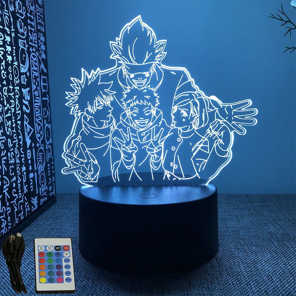 Miniatura: 💙 Luminária LED 3D JJK – 5 Personagens | Touch & Controle RGB