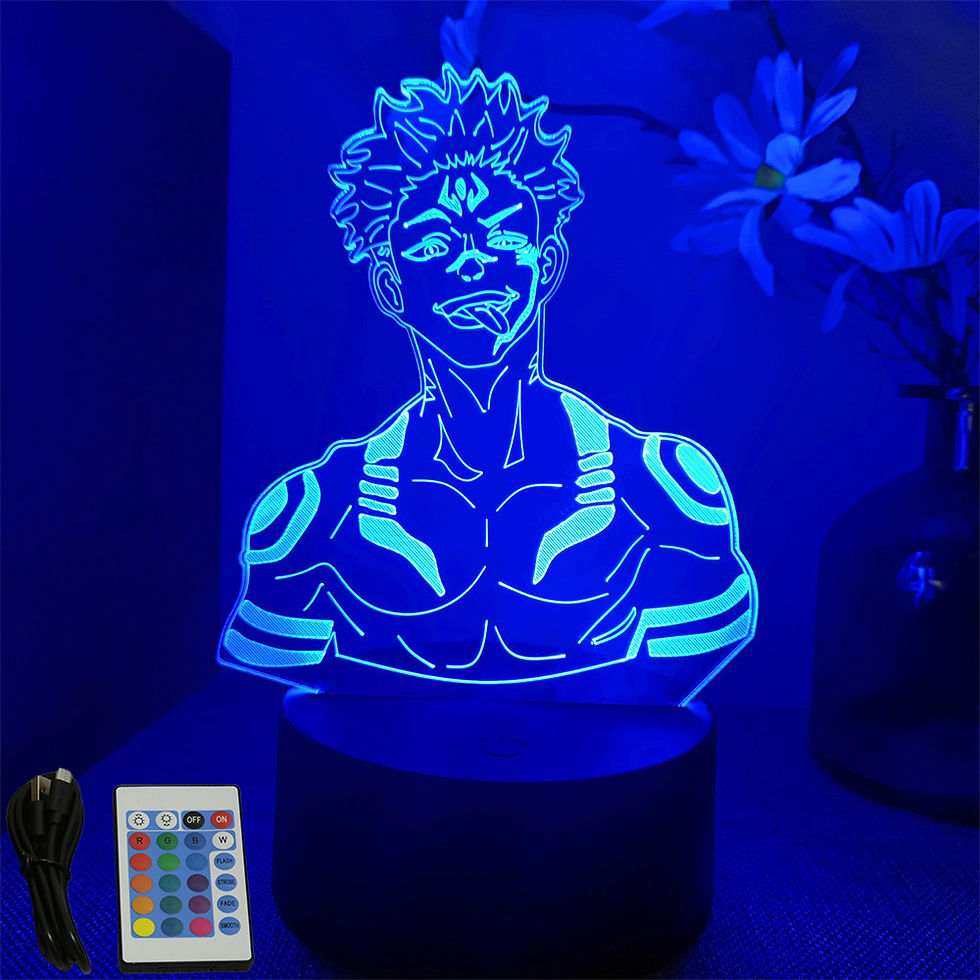 Miniatura: 💙 Luminária LED 3D JJK – 5 Personagens | Touch & Controle RGB