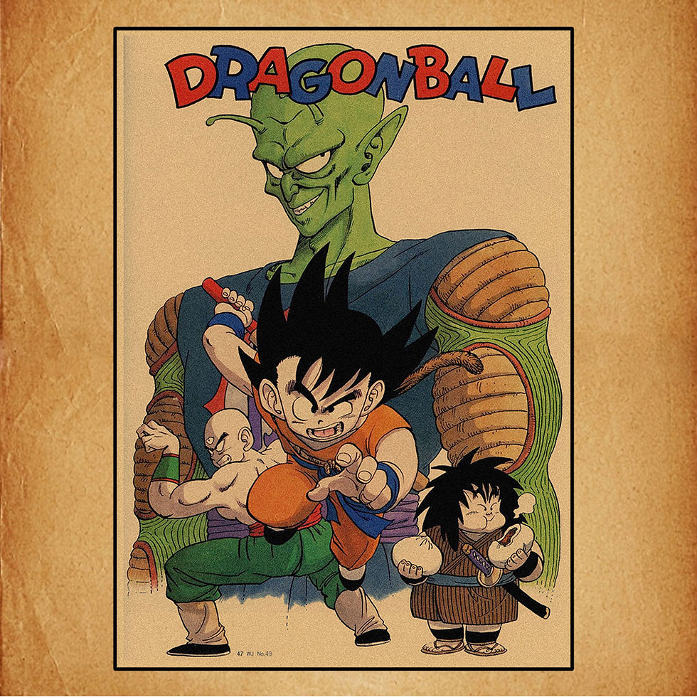 Miniatura: 🐉 Pôster Retrô Dragon Ball – Goku, Gohan, Vegeta, Piccolo | Quadro Anime