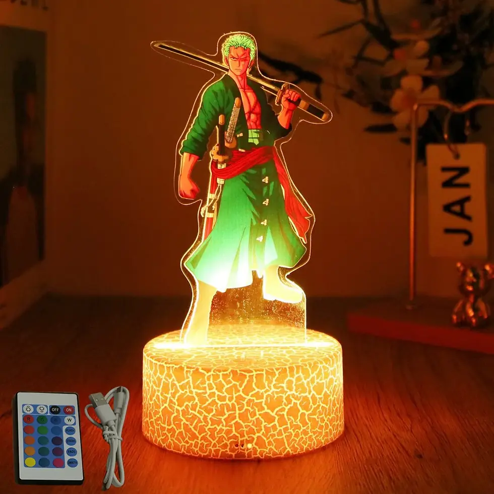 Miniatura: 🌊 Luminária Action Figure 3D One Piece – Luffy e Zoro LED USB Colecionável