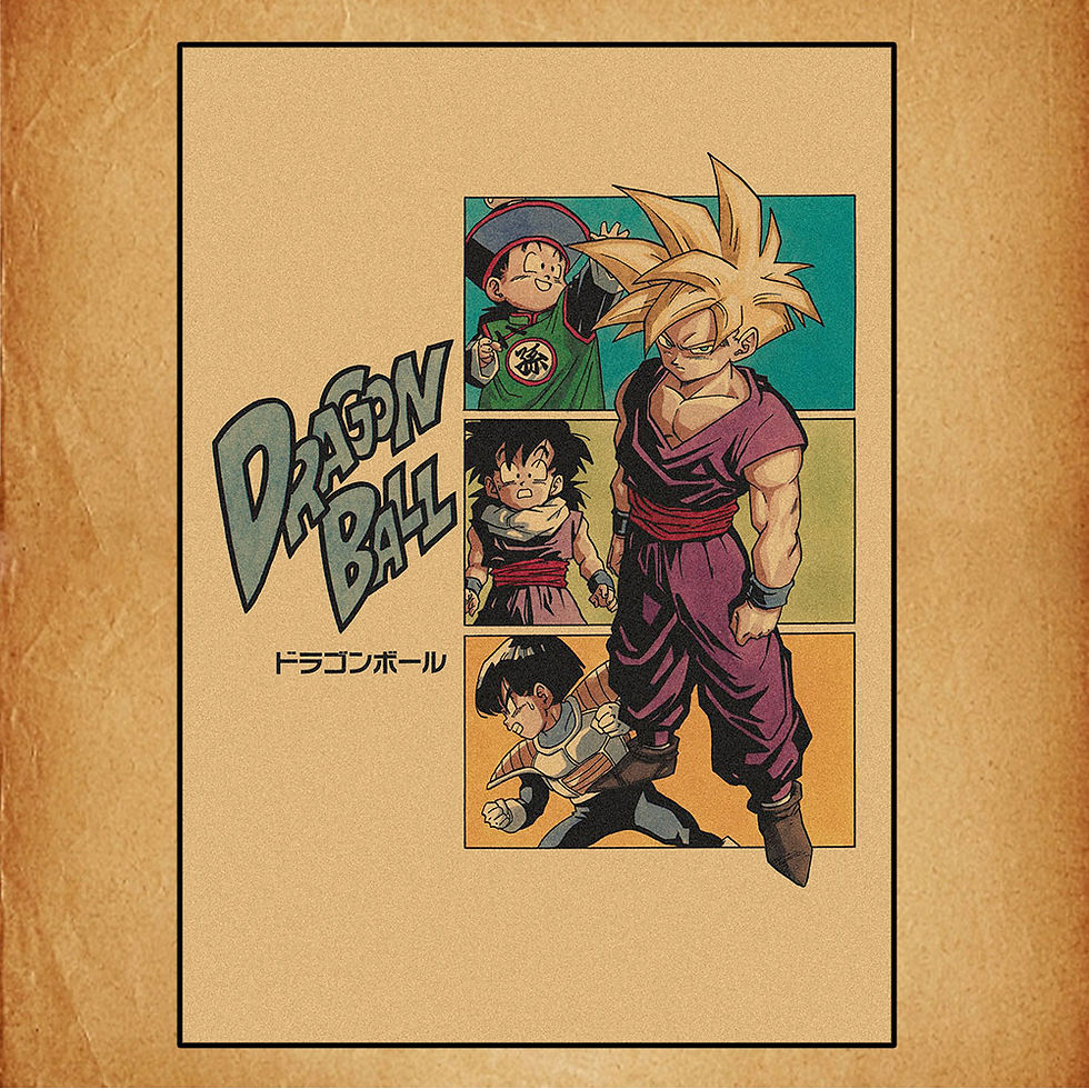Miniatura: 🐉 Pôster Retrô Dragon Ball – Goku, Gohan, Vegeta, Piccolo | Quadro Anime
