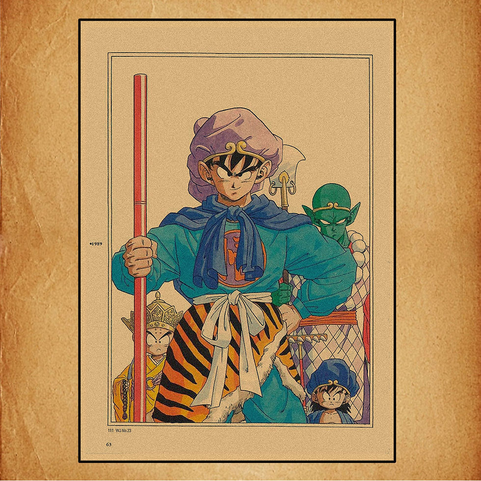 Miniatura: 🐉 Pôster Retrô Dragon Ball – Goku, Gohan, Vegeta, Piccolo | Quadro Anime