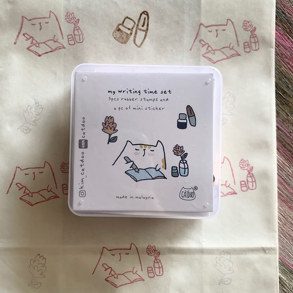 Illustration of a cute cat in a doodle art style who is writing using a fountain pen on a book