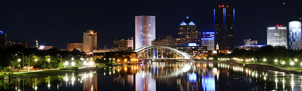 Rochester NY skyline at night