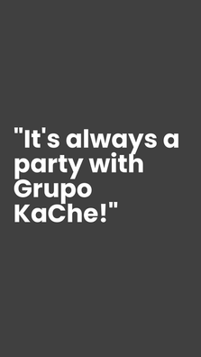 Five-star review for Grupo KaChe highlighting years of memorable live performances, energetic entertainment, and an outstanding mix of salsa, cumbia, merengue, and variety music for Houston events.