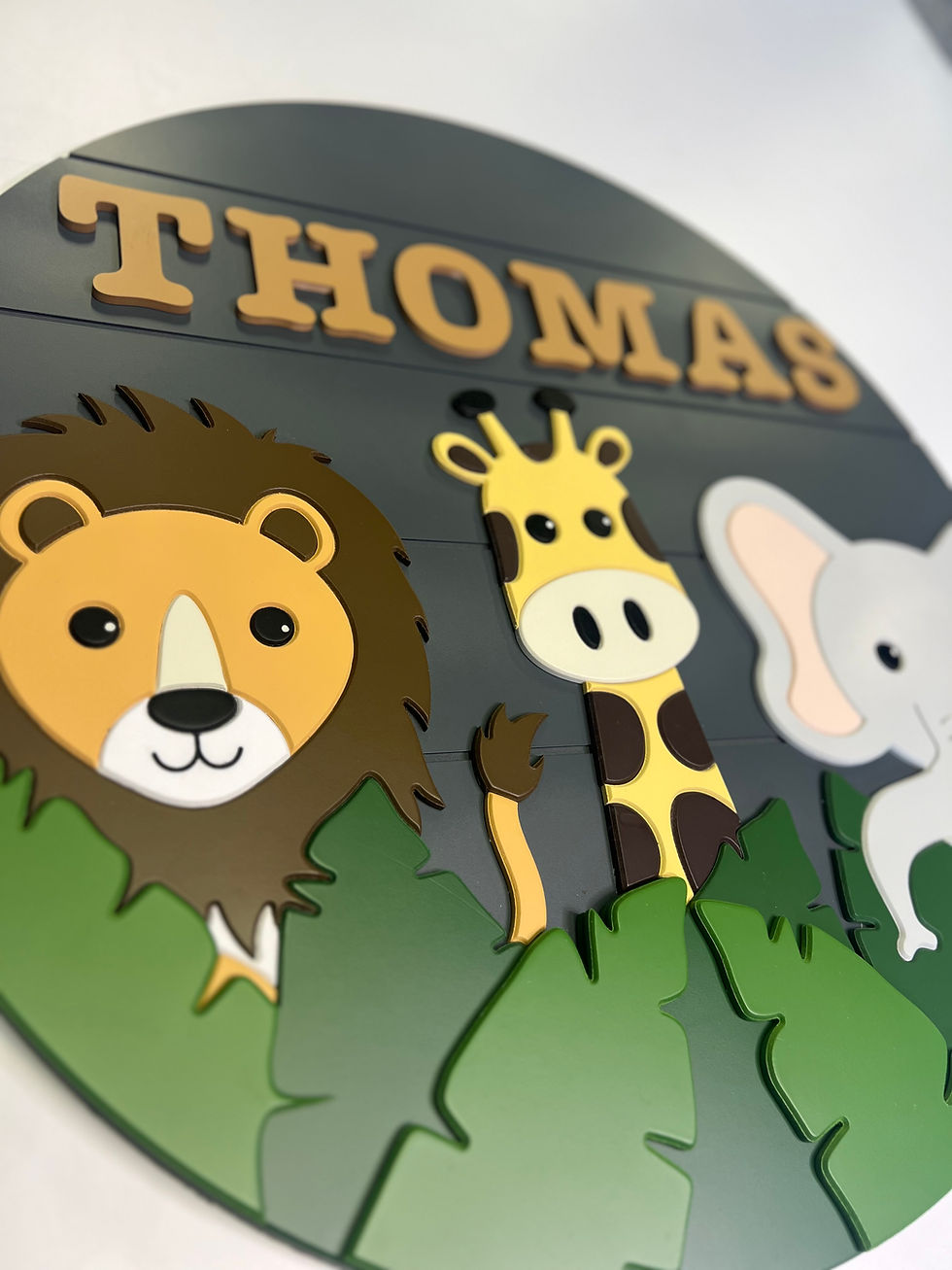 Bespoke 3D Built-up Personalised Name Sign - Jungle Theme