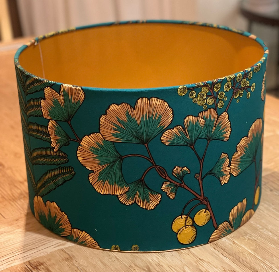 Petrol green and gold lampshade