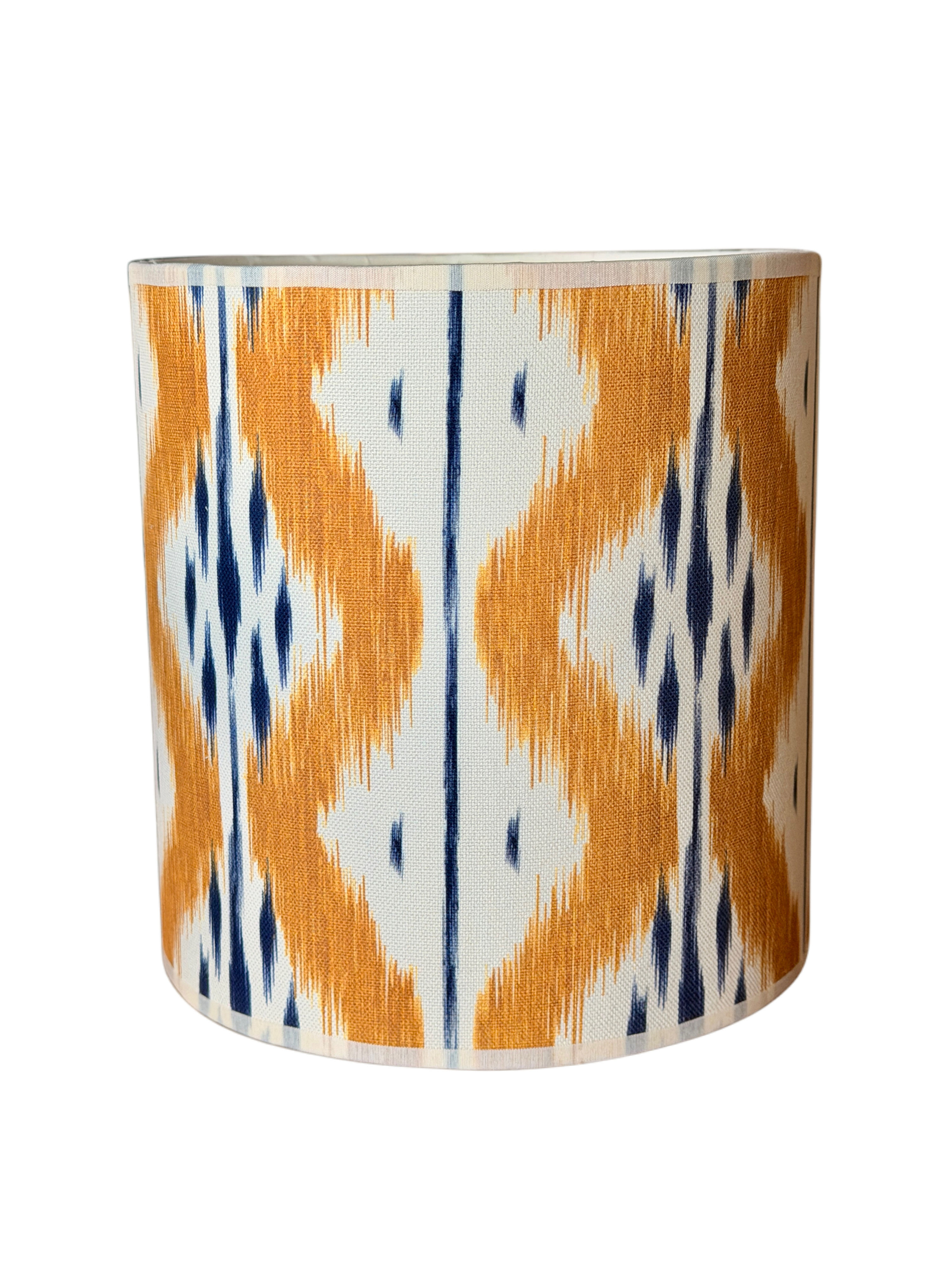 Mustard &  blue Ikat lampshade