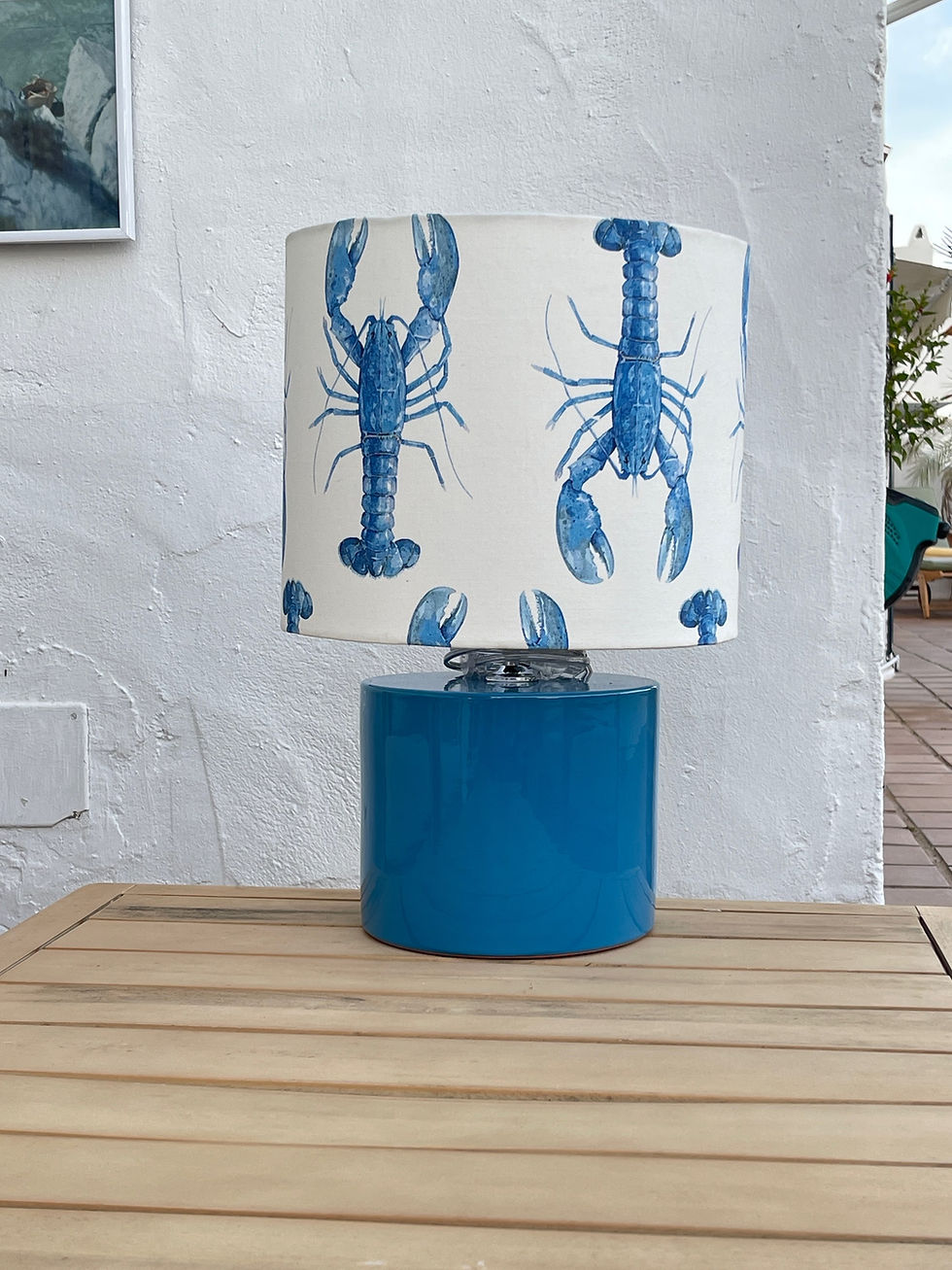 Blue ceramic lamp base