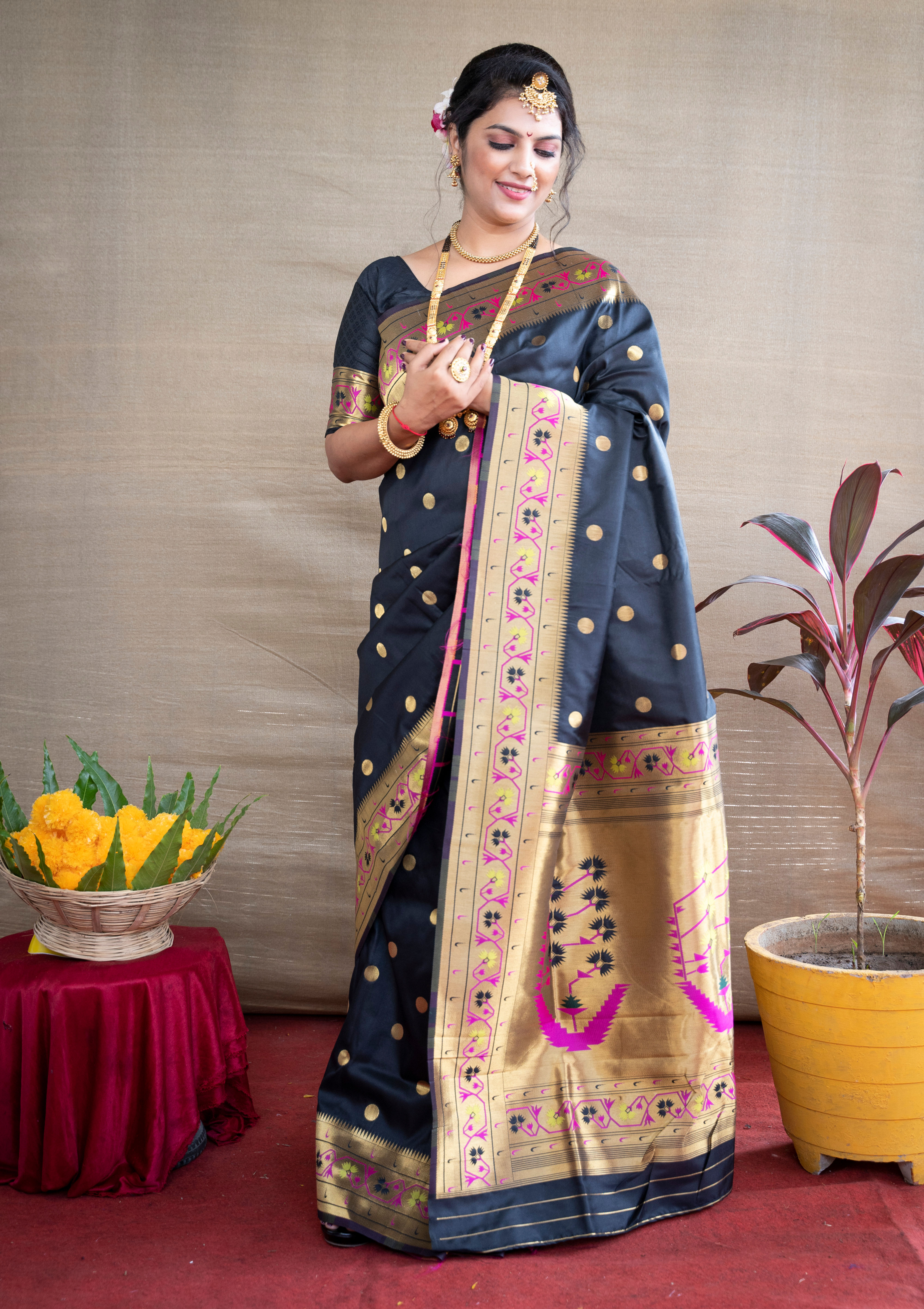 Maharani Paithani Soft Banarasi Silk Handloom Saree Code- AGT0349