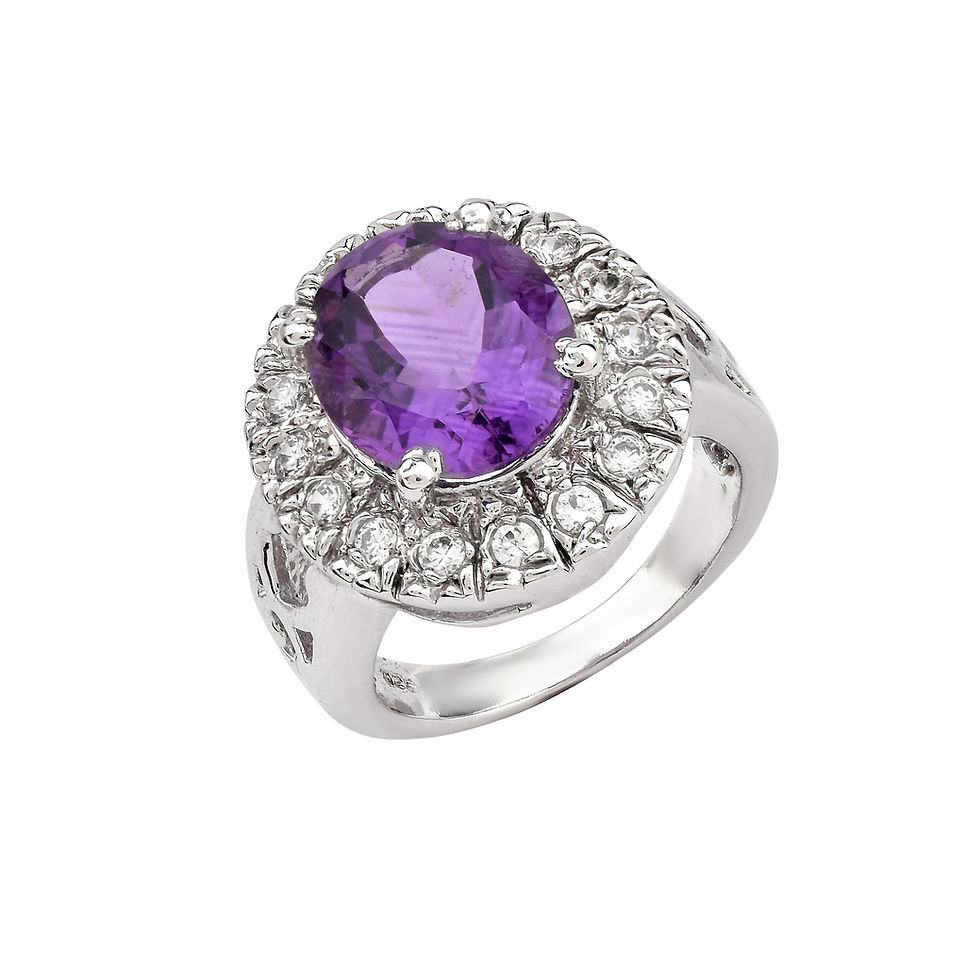 Thumbnail: Natural Amethyst Gemstone 925 Sterling Silver Ring US Size-6.5