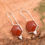 Thumbnail: Hexagon Red Onyx Dangle Earrings in 925 Sterling Silver – 1.25 Inch