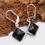 Thumbnail: Natural Black Onyx Gemstone 925 Sterling Silver Dangle Earrings