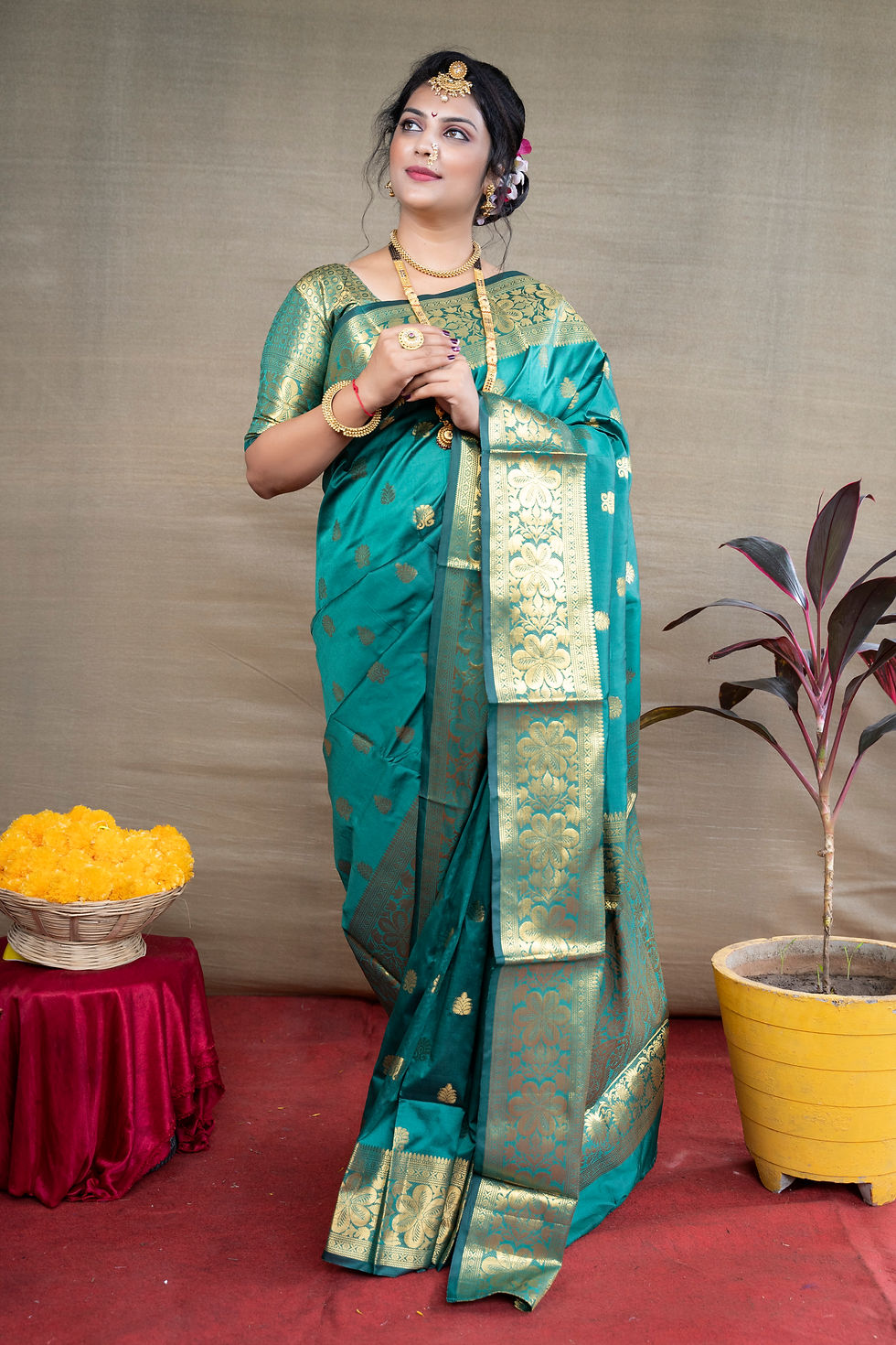 Thumbnail: Mandakini Paithani Soft Banarasi Silk Handloom Saree Code- AGT0355
