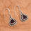 Thumbnail: Natural Garnet Gemstone 925 Sterling Silver Dangle Earrings