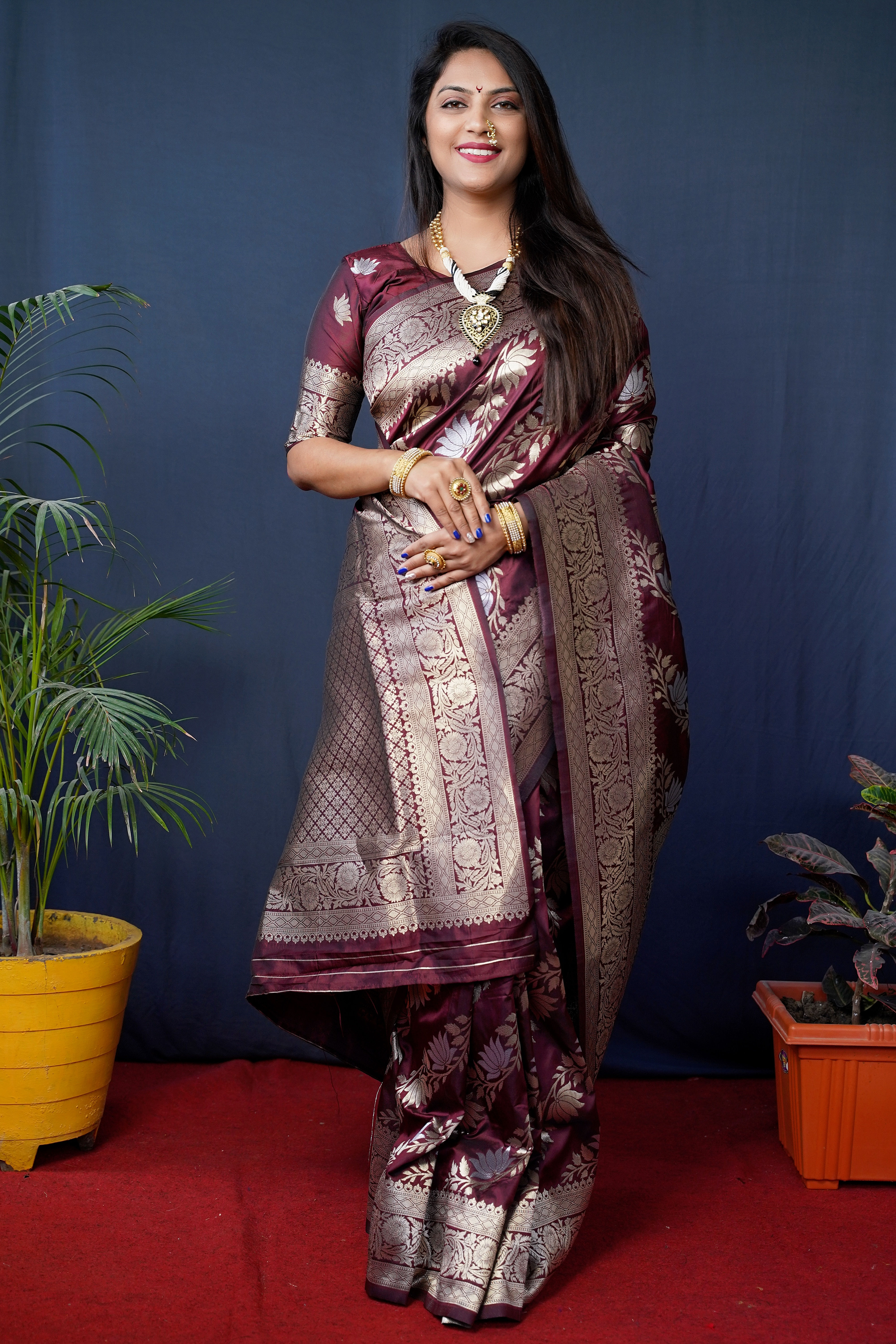 Gulabo Soft Banarasi Silk Handloom Saree Code- AGT0328