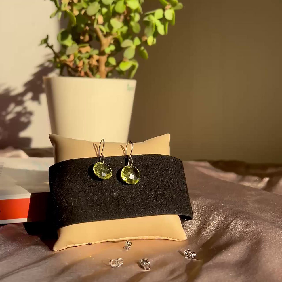 Thumbnail: Natural Lemon Quartz Gemstone 925 Sterling Silver Dangle Earrings