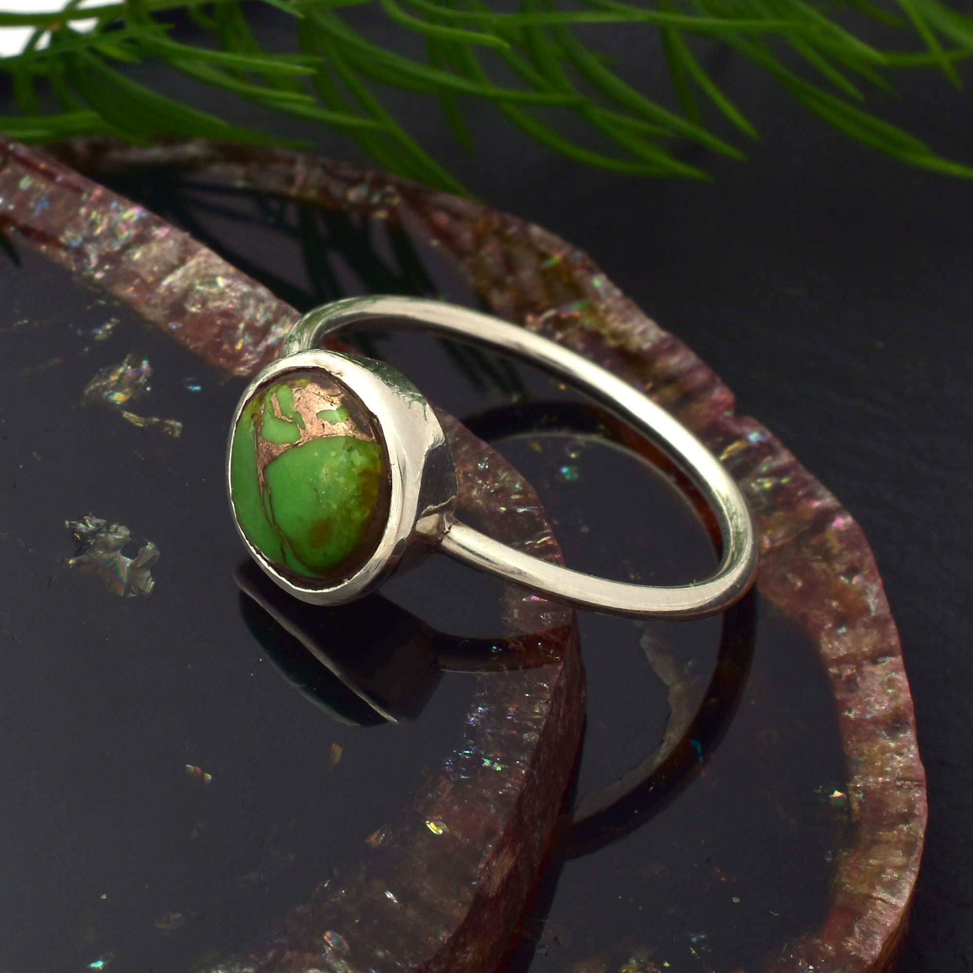 Natural Turquoise Gemstone 925 Sterling Silver Ring US Size-7.5