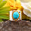 Thumbnail: Natural Turquoise Gemstone 925 Sterling Silver Mens Ring US Size-7