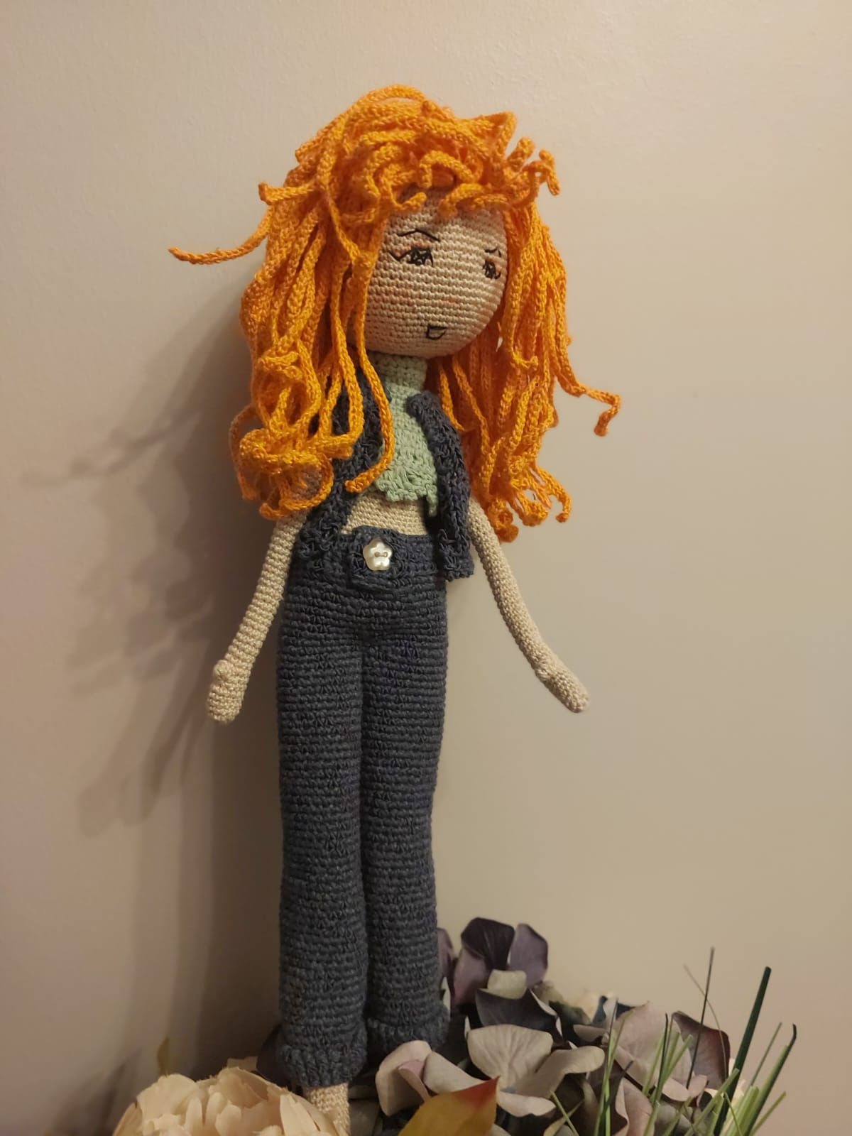 The Girl with Fiery Curls: A Stylish Amigurumi Doll