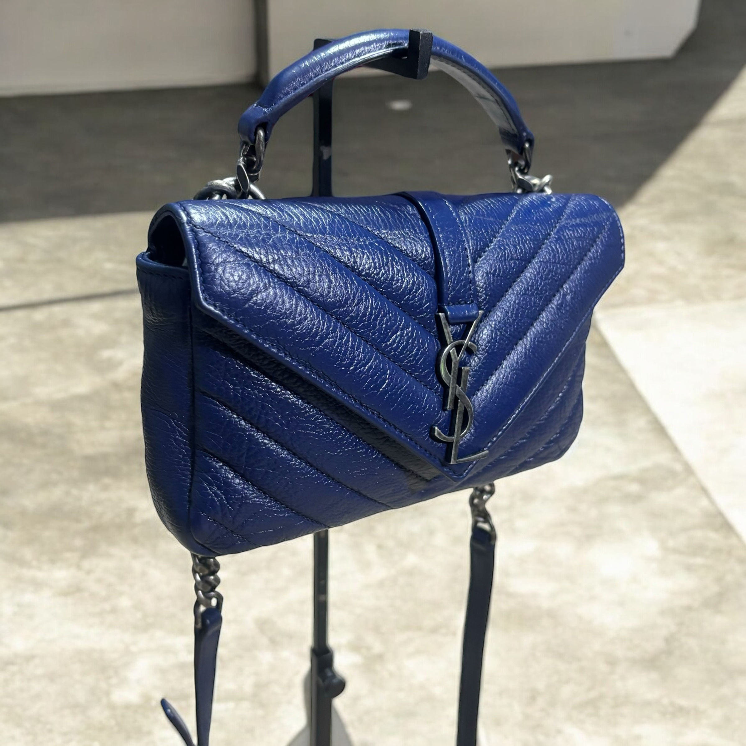 Royal Blue YSL Mini College Chain Bag