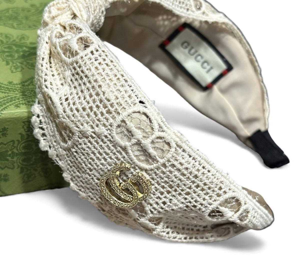 VIP/GWP White GG Lace Headband