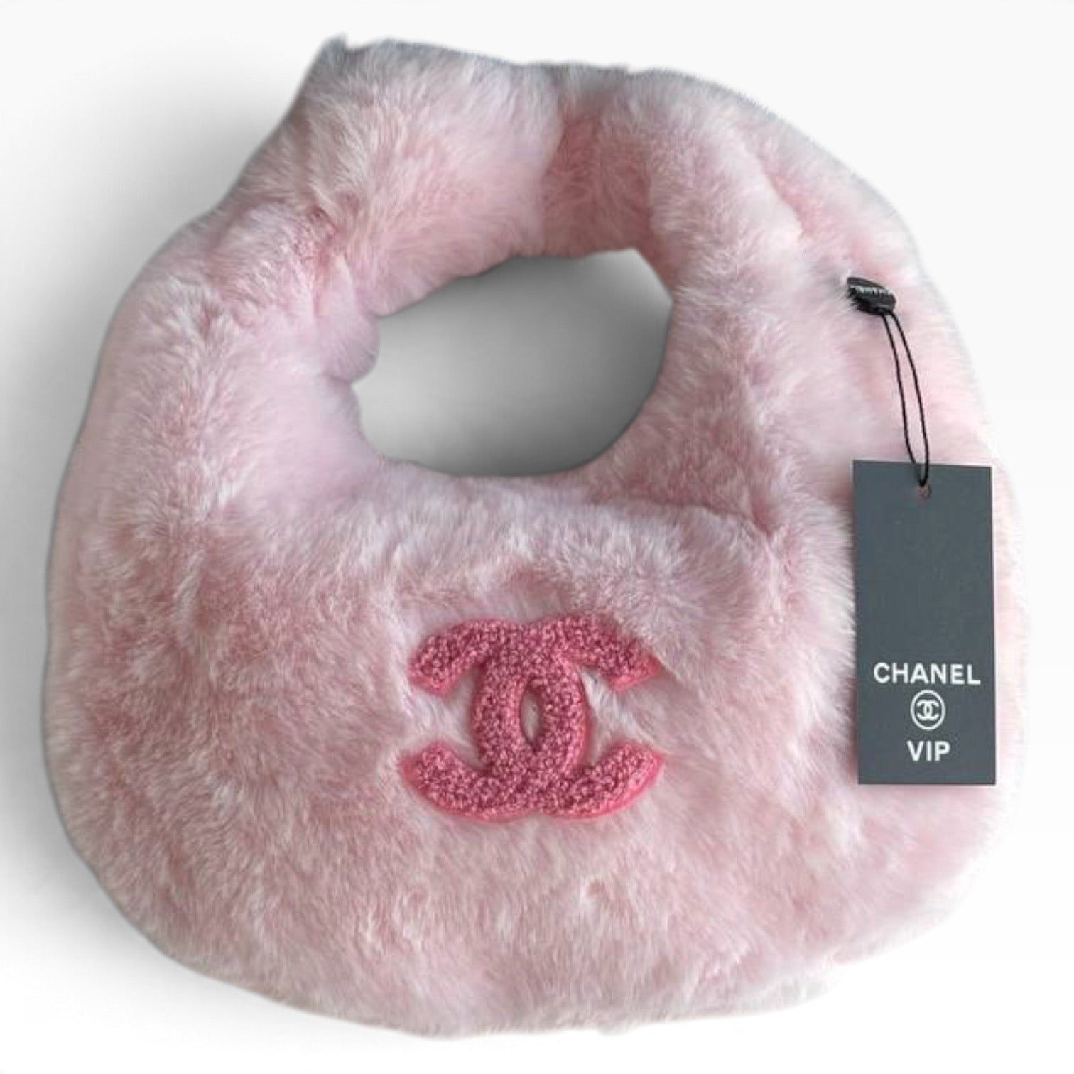 VIP Light Pink Faux Fur Pink CC Hobo Shoulder Bag