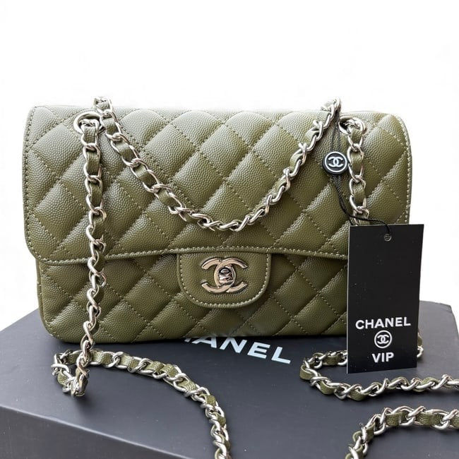 VIP/GWP Olive Quilted Double Flap Bag