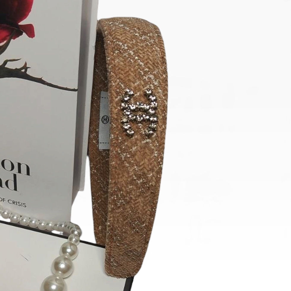 Thumbnail: VIP/GWP Brown Tweed Rhinestone CC Headband