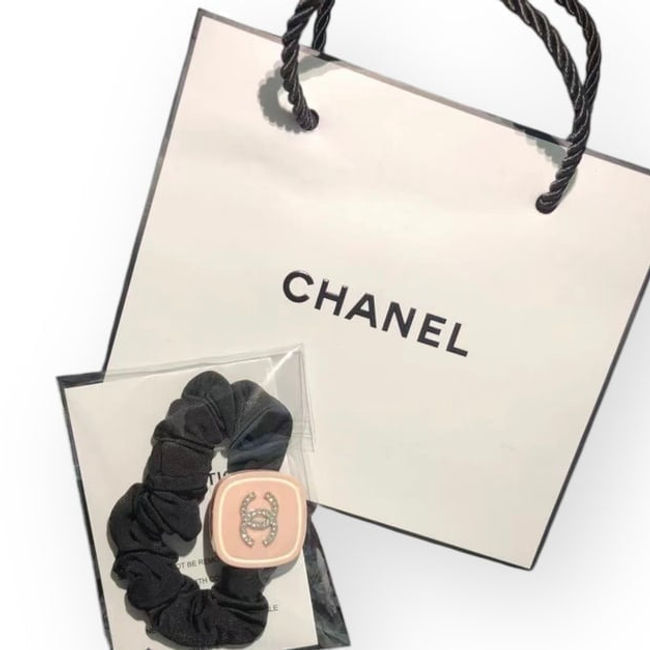 VIP/GWP Pink Rhinestone CC Logo Scrunchy