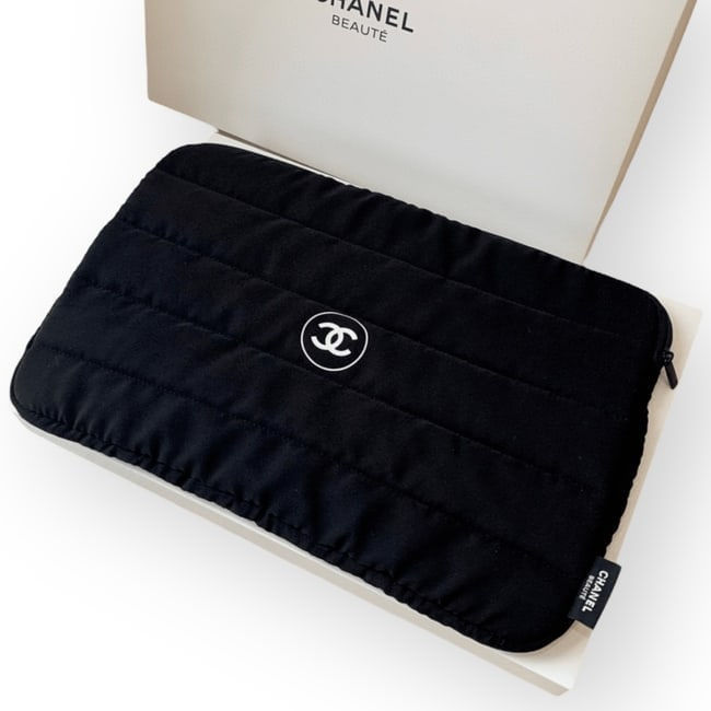 CHANEL Black/White Laptop Beaute Bag