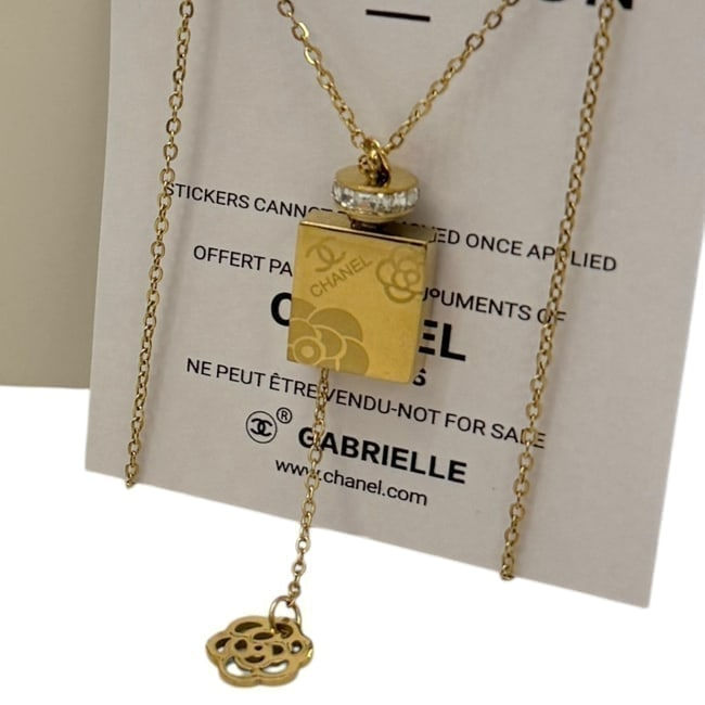 Thumbnail: Perfume Bottle/Rhinestone Lid Necklace 