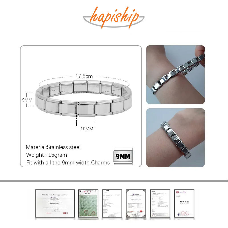 Thumbnail: Hapiship New Women's Jewelry 9mm Width Itanlian Elastic Charm Bracelet Fashion S