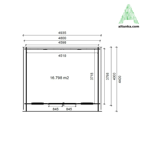 Thumbnail: Garden Cabin House19,20 m2 - 4,80x4 m - 40 mm