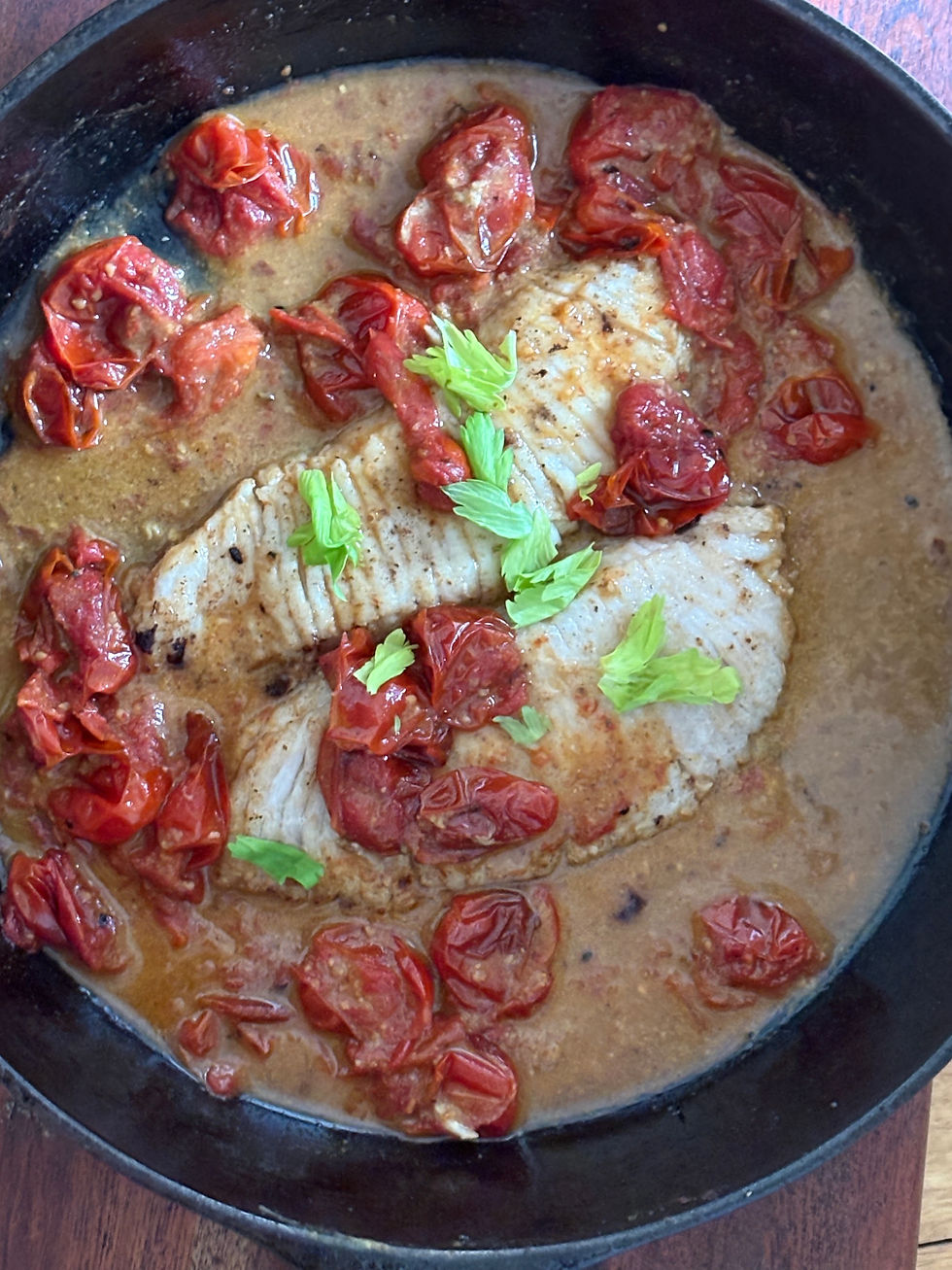 Skate Wings with Tomato Mustard Sauce 