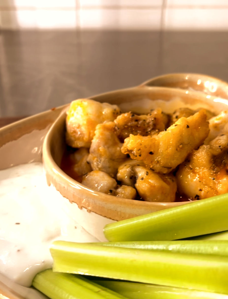 MONKFISHFISH MEDALLIONS: With celery and dipping sauce is a delicious and healthy bite.
