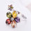 Thumbnail: Crystal Mosaic Flower w Silver-Toned Plating Adjustable Ring